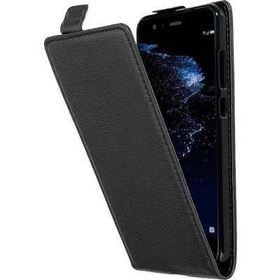 Afbeelding van Cadorabo Hoesje geschikt voor Huawei P10 LITE in ZWARTE OXIDE Beschermhoes flip design Case Cover van getextureerd imitatieleer