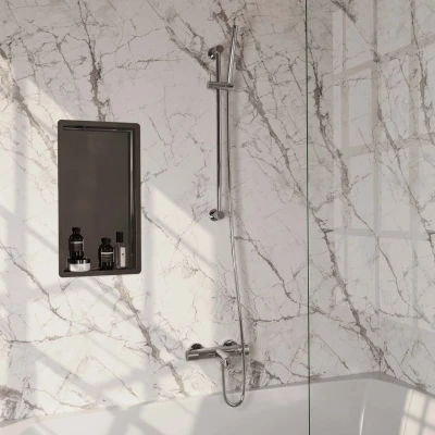 Afbeelding van Brauer Chrome carving Badkraan Opbouw glijstang 2 functies knoppen handdouche staaf 1 stand chroom Tijdloze uitstraling