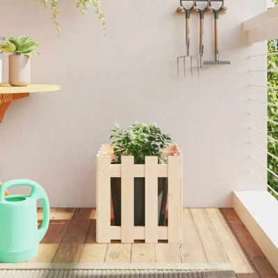 Afbeelding van Plantenbak met hekontwerp 40x40x40 cm massief grenenhout