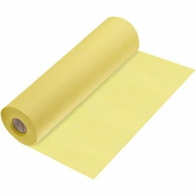 Afbeelding van 100%Mosel tafelloper vlieseline in pastelgeel (30 cm x 25 m), elegante tafeldecoratie voor verjaardagen en bruiloften, kleurrijke versiering speciale gelegenheden