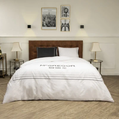 Afbeelding van Dekbedovertrek McGregor Harlem Eenpersoons (140x200 cm) Wit Katoen Dessin: Strepen Dekbed Discounter.nl