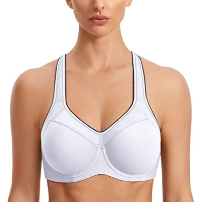 Afbeelding van SYROKAN Vrouwen Volledige BH Ondersteuning Racerback licht gevoerd Onderdraad Sport Beha wit 80G