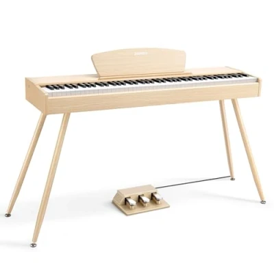 Afbeelding van Donner DDP 80 E piano 88 toetsen verzwaarde piano, hamermechanisme II, home digitale piano&#039;s, volledige grootte toetsenbord met standaard, drievoudig pedaal, USB MIDI en hoofdtelefoonaansluiting,