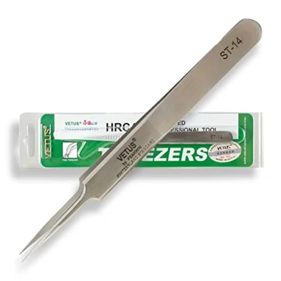 Afbeelding van P Beauty Cosmetic Accessories VETUS wimperpincet voor wimperverlenging ST 14, ideaal afzonderlijke wimpers en volumetechniek, inclusief beschermkap, 14