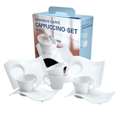 Afbeelding van Villeroy &amp; Boch NewWave Caffè, cappuccino set, 8 delig, Premium Porselein, wit