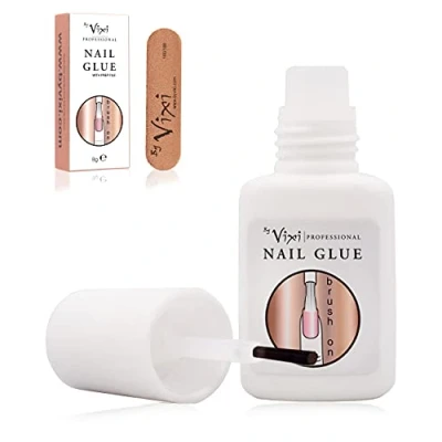 Afbeelding van 8g By Vixi EXTRASTERKE NAGELLIJM met BORSTEL en GRATIS VOORBEREIDINGSBESTAND Doorzichtige, Onmiddellijk Drogende Kleefstof, Professionele Salonkwaliteit