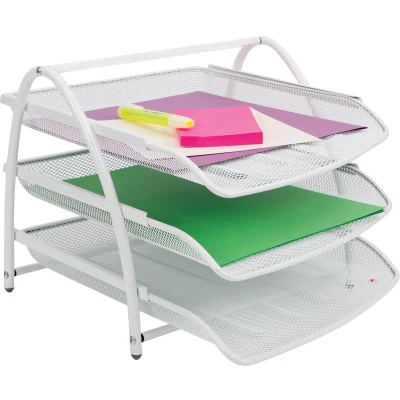 Afbeelding van Alba set met 3 brievenbakjes in mesh metaal, voor ft A4, wit