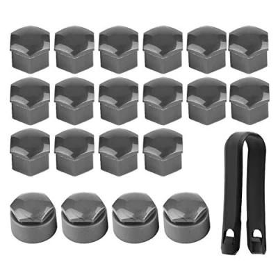 Afbeelding van Schroeven op wielmoerkapjes, 20 stuks autonaaf, schroefafdekking, 17 mm, moer, autowiel, schroefbescherming, diefstalbeschermkap (grijs)