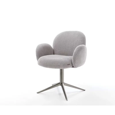 Afbeelding van DELIFE Draaistoel Nube Flex met armleuning koord zilver grijs kruispoot grafiet 360 draaibaar rocker functie pocketveer kern