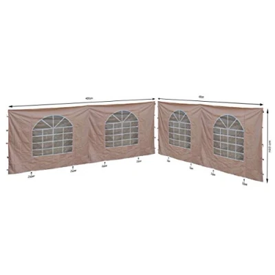 Afbeelding van QUICK STAR 2 zijpanelen met PVC venster voor lounge paviljoen Sahara 4x4m zijwand zand