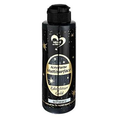 Afbeelding van Ideen mit Herz Acrylverf Multisurface edelglitter Universele verf op waterbasis met elegante glinsterende gouden glitter 180 ml (zwart)