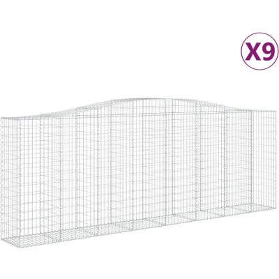 Afbeelding van vidaXL Schanskorven 9 st gewelfd 400x50x140/160 cm ijzer
