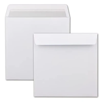 Afbeelding van Vierkante enveloppen, 220 mm, Wit, met Print Binnen 50 Stuks Weiß mit grauem Innendruck