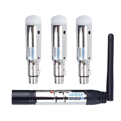 Afbeelding van 2,4 G ISM DMX512 mannelijk/vrouwelijk XLR zender/ontvanger met antenne voor moving heads podium licht 1 Sender &amp; 3 Empfänger (Batterie)