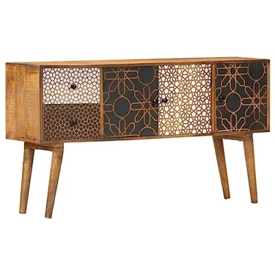 Afbeelding van vidaXL Dressoir met geprint patroon 130x30x70 cm massief mangohout