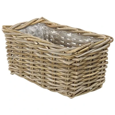 Afbeelding van Dehner rotan plantenbak, ca. 40 x 23 20 cm, vlechtwerk, grijs/bruin