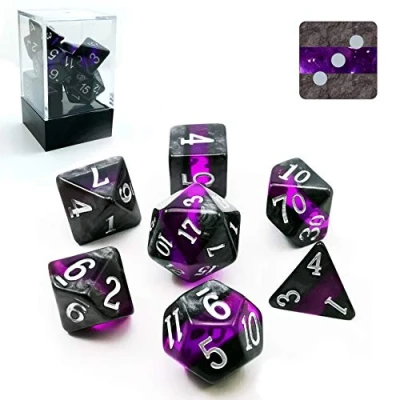 Afbeelding van Bescon Mineral Rocks GEM VINES Polyhedral D &amp; dobbelstenen set van 7, RPG rollenspel 7 stuks AMETHYST