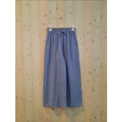 Afbeelding van Linnen broek met elastische talie zomer luchtige LICHT BLAUW maat 38/40