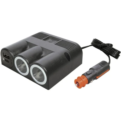 Afbeelding van ProCar 67345501 Drievoudig stopcontact met Power USB C/A dubbele stekkerdoos 12 of 24 V=
