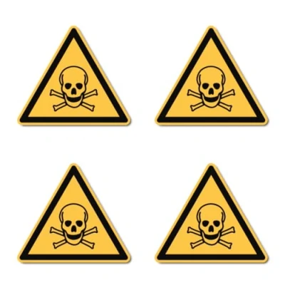 Afbeelding van Waarschuwing voor giftige stoffen: W016 DIN EN ISO 7010 / ASR A1.3 stickers: 7,5 cm, 4 stuks