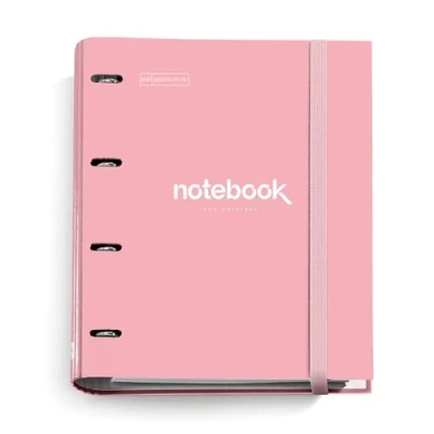 Afbeelding van Miquelrius A4 Emotions map met 4 ringen + navulverpakking 100 vellen geruit 5 mm tabbladen en enveloppen, 90 g/m² papier, elastische sluiting, roze
