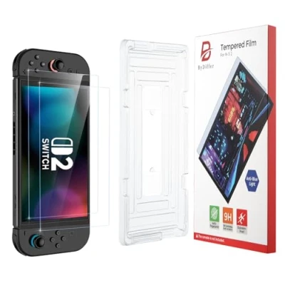 Afbeelding van ByDiffer Gehard Glas Screenprotector for Nintendo Switch 2, Schermbeschermer Beschermfolie van 2 (2025), 9H hardheid, met Automatische Uitlijningsframe, Stuks