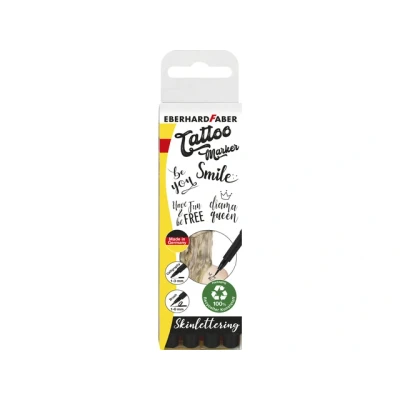 Afbeelding van 5x Tattoo stift Eberhard Faber 4 stuks Brush en kalligrafie zwart