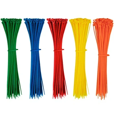 Afbeelding van 500 stuks kabelbinders, kleurrijk, 200 mm x 2,8 mm, gekleurde kabelbinderset, verstelbaar, hittebestendig, uv bestendig, gekleurd in rood, geel, blauw, groen, oranje