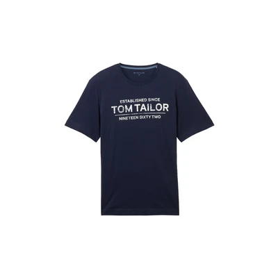 Afbeelding van TOM TAILOR Heren T shirt met logo print, 10302, donkerblauw, M