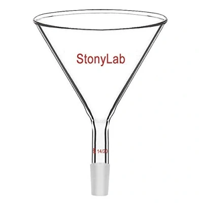 Afbeelding van stonylab Glazen Poedertrechter met Korte Steel en 100 mm Buitendiameter aan de Bovenzijde 14/20 Binnenste Gezamenlijke Filtertrechter Trechter