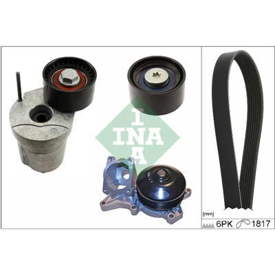 Afbeelding van Waterpomp + Multi V riemset INA 529 0370 30