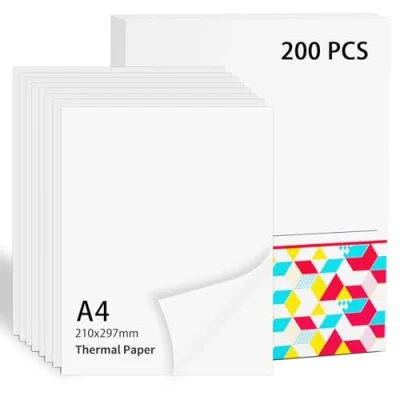 Afbeelding van thermisch papier, A4 (8,27 x 11,69 inch), 210 mm 297 mm, compatibel met Phomemo M08F/M832/M833/M834/M835 thermische printer voor contract, foto&#039;s, tekeningen, huiswerk, 10 jaar 200