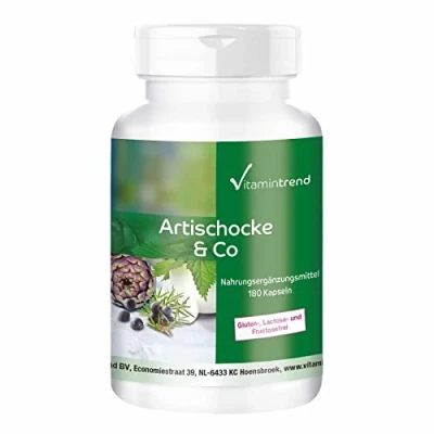 Afbeelding van Artisjok Complex 180 capsules voor 2 maanden 2,5% cynarine, met brandnetelextract en jeneverbes Veganistisch Vitamintrend®