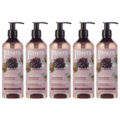 Afbeelding van ITINERA Gladmakende Vloeibare Zeep met Toscaanse Rode Druiven, 95% Natuurlijke Ingrediënten 370 ml (5 stuks)