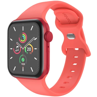 Afbeelding van Apple Watch bandje Siliconen en TPU (zacht) Oranje Geschikt voor Series1/2/3/4/5/6/7/8/9/10/SE (38/40/41 mm) Series 10 (42 Coral