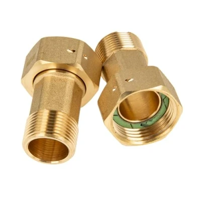 Afbeelding van tecuro Watermeter schroefverbindingen 1 inch ÜWM x 3/4 AG set van 2, MS blank