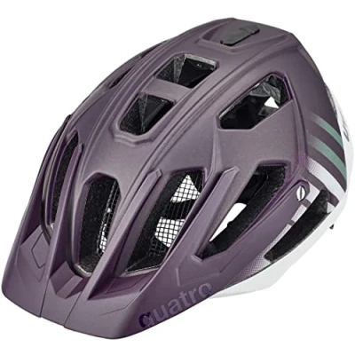 Afbeelding van uvex quatro cc veilige MTB helm voor dames en heren individueel passysteem verstelbare afscherming plum white matt 56 61 cm