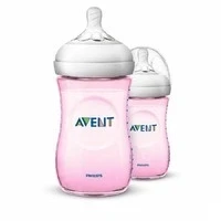 Afbeelding van Philips Avent Natural Babyfles Langzame Toevoer 1+ maanden 2 stuks Roze SCF034/27