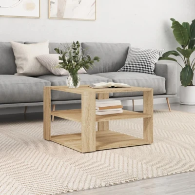 Afbeelding van Salontafel 59,5x59,5x40 cm bewerkt hout sonoma eikenkleurig