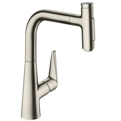 Afbeelding van Hansgrohe M51 M5117 H220 1 gats keukenkraan m. uittrekbare handdouche 110/150 draaibare uitloop RVS