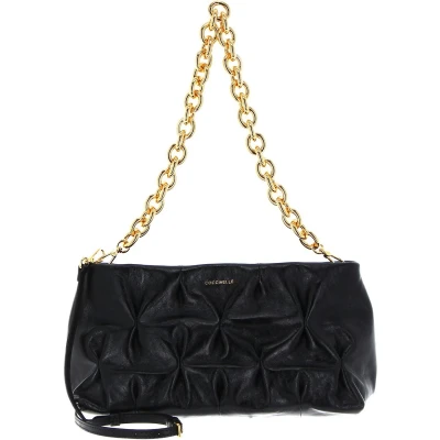 Afbeelding van COCCINELLE Leren Schoudertas Avondtas Ophelie Goodie Rock Handbag Craquele Leather Noir Zwart