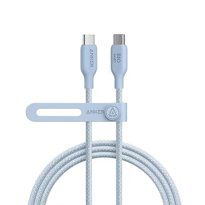 Afbeelding van Anker USB C naar kabel (240 W, blauw, 1,8 m) biologisch nylon oplaadkabel, snellaadkabel, compatibel met iPhone 15, MacBook, iPad Pro 2020, Air 4, Samsung Galaxy S23+/S23 Ultra, Pixel enz