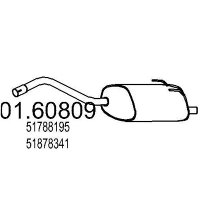 Afbeelding van MTS 01.60809 Einddemper 920mm FIAT: Panda II Hatchback (169) 1.4 2006