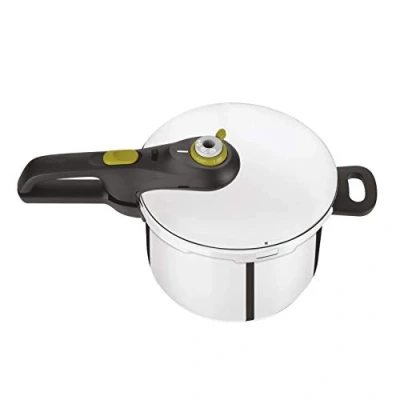 Afbeelding van Tefal P2530737 Secure 5 Neo snelkookpan, 6 liter, 2 traps gaarregelaar, hoogwaardig roestvrij staal, zilver/groen