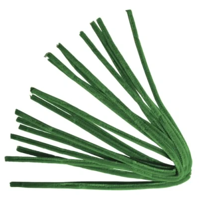 Afbeelding van Rayher 5210629 chenilledraad, groen, lengte 50 cm, dikte 9 mm, zakje 10 stuks, buigpluche om te vormen, knutselen met kinderen, pijpenreiniger