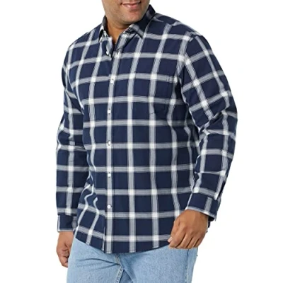 Afbeelding van Amazon Essentials Regular Fit Stretch Poplin overhemd met lange mouwen, marinewit Buffalo Plaid, XX Large