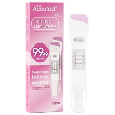 Afbeelding van Accufast Zwangerschapstest met wekelijkse indicator voor vroegtijdige detectie om je te vertellen hoeveel weken zwanger bent, hCG urinetest snel resultaat en 99,99% nauwkeurigheid (1 test)