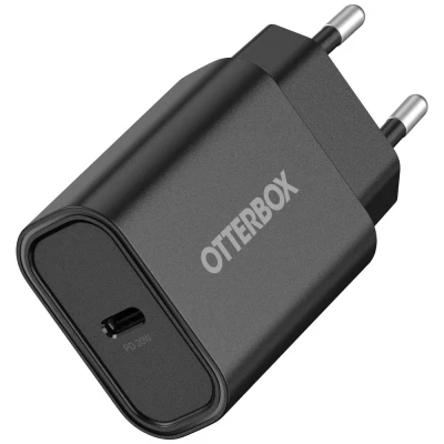 Afbeelding van OtterBox Standard EU 20W USB C PD wandoplader, Snelle oplader voor smartphone en tablet, getest op vallen, robuust, ultraduurzaam, Zwart, Zonder Verpakking