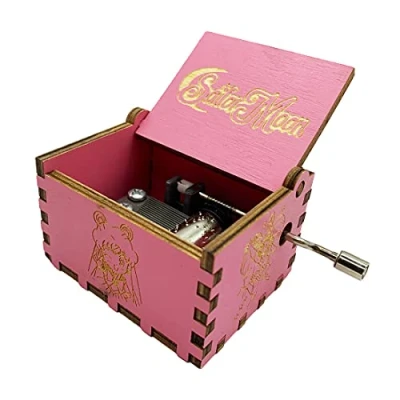 Afbeelding van Sailor Moon Muziekdoos Hand Crank Muzikale Doos Gesneden Houten, Speel Thema Song, Roze