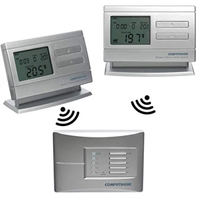 Afbeelding van Computherm Q8RF multi zone: 2 x digitale, programmeerbare draadloze thermostaat, 1 ontvanger, kamerthermostaat draadloos &amp; mobiel voor verwarming, airconditioning vloerverwarming